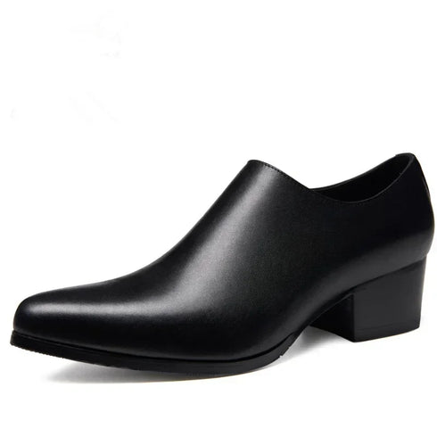 Men's Leather Business Shoes Slip-On Pointed Toe Loafers for Weddings and Daily Wear
